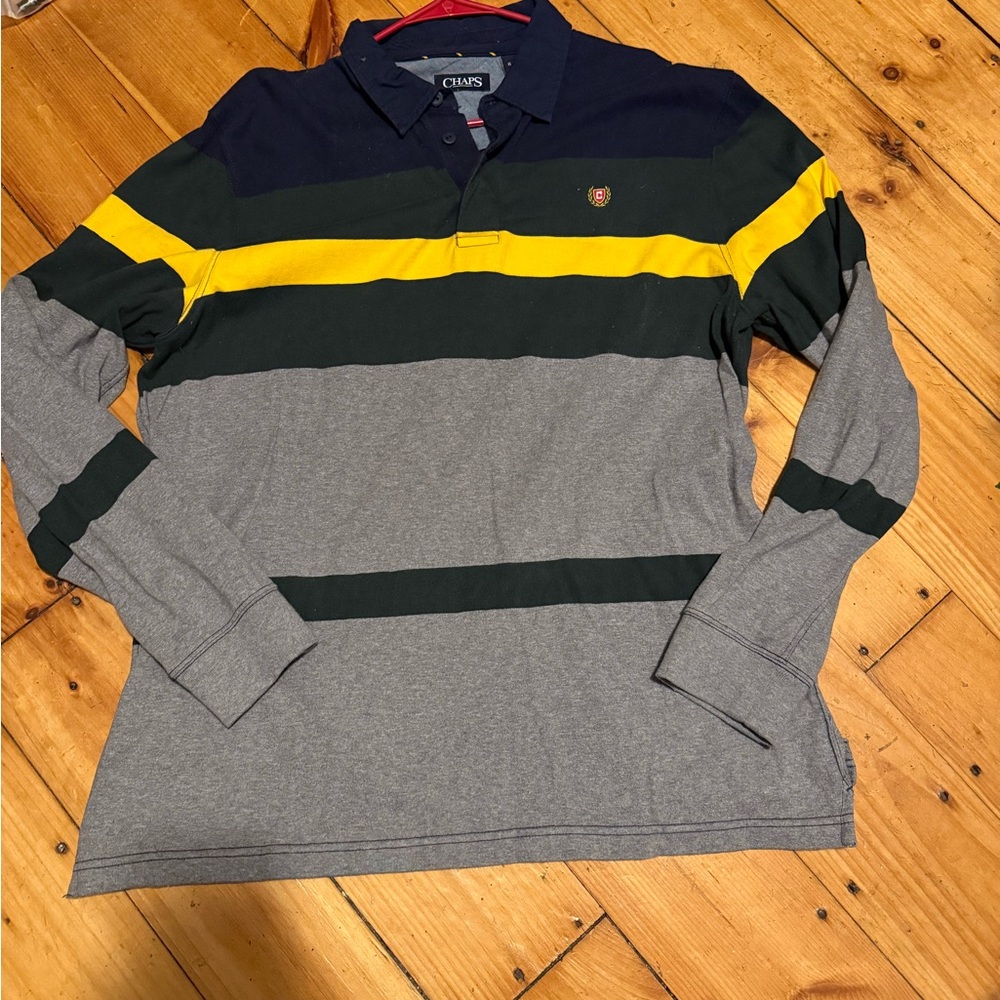 Chaps Men's Polo Shirt - Navy, Yellow, Gray
